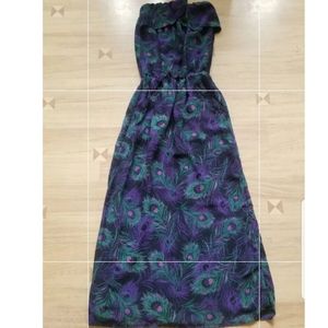 Purple peacock maxi tube dress
